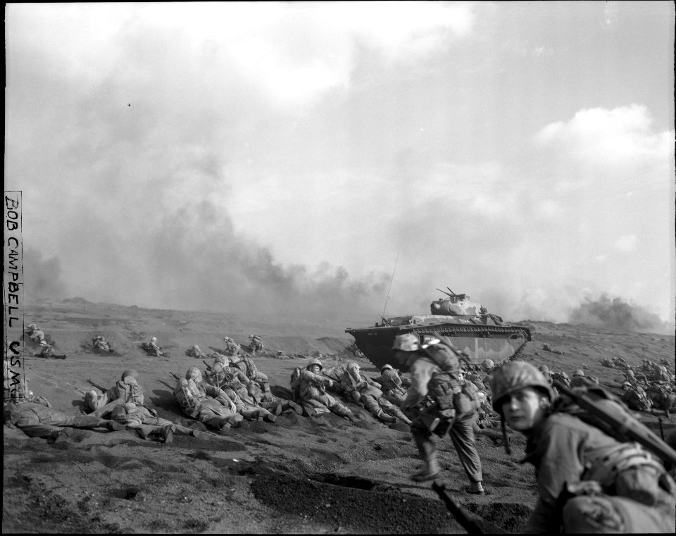 2nd Battalion, 27th Marines landing on Iwo Jima.