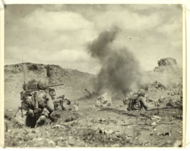 Supported by tanks, Marines stage a frontal attack on Japa…