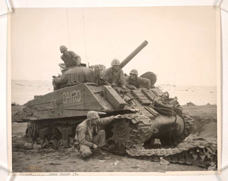 This General Sherman tank was wrecked by a landmine and su…