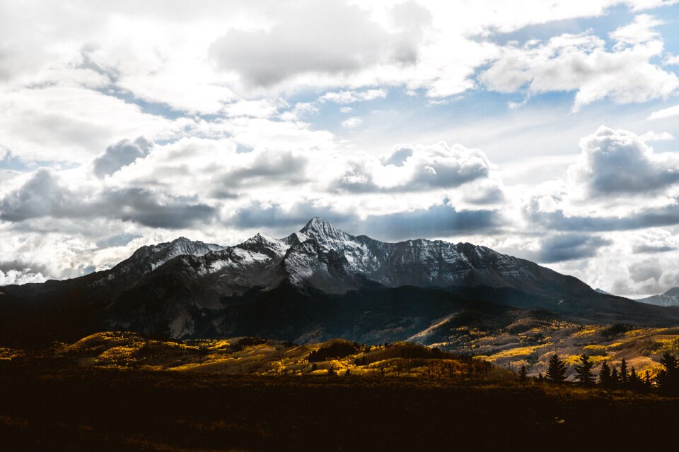 Mountains trees sky photo