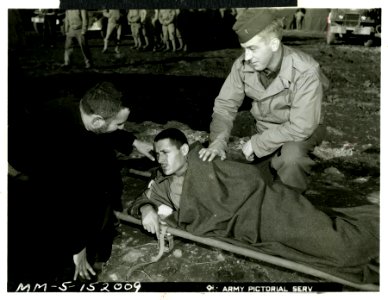 French Padre Pere Payns (left) and American chaplain, Mich… photo