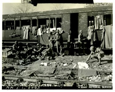 Drying out near the front, members of a tank destroyer bat…