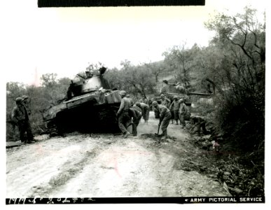 American soldiers reclaim tanks damaged during fighting in… photo