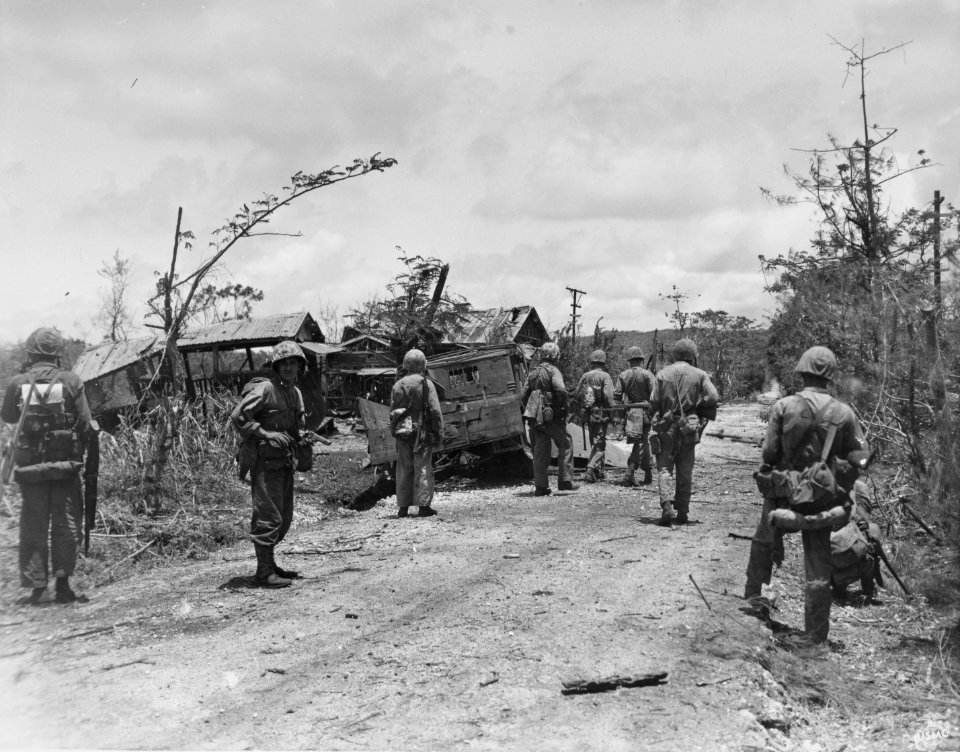 After a nine-day battle, U.S. Marines threw back the Japs …