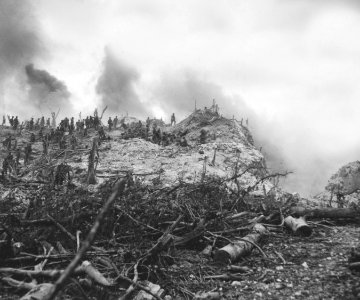 Smoke caused by aerial bombings and artillery shell fire c…