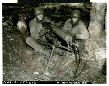 Team of brothers. L-R, PFC Heinz and Pvt. Frank Schorling …