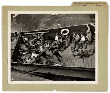 Tying up alongside a Coast Guard assault transport in the …