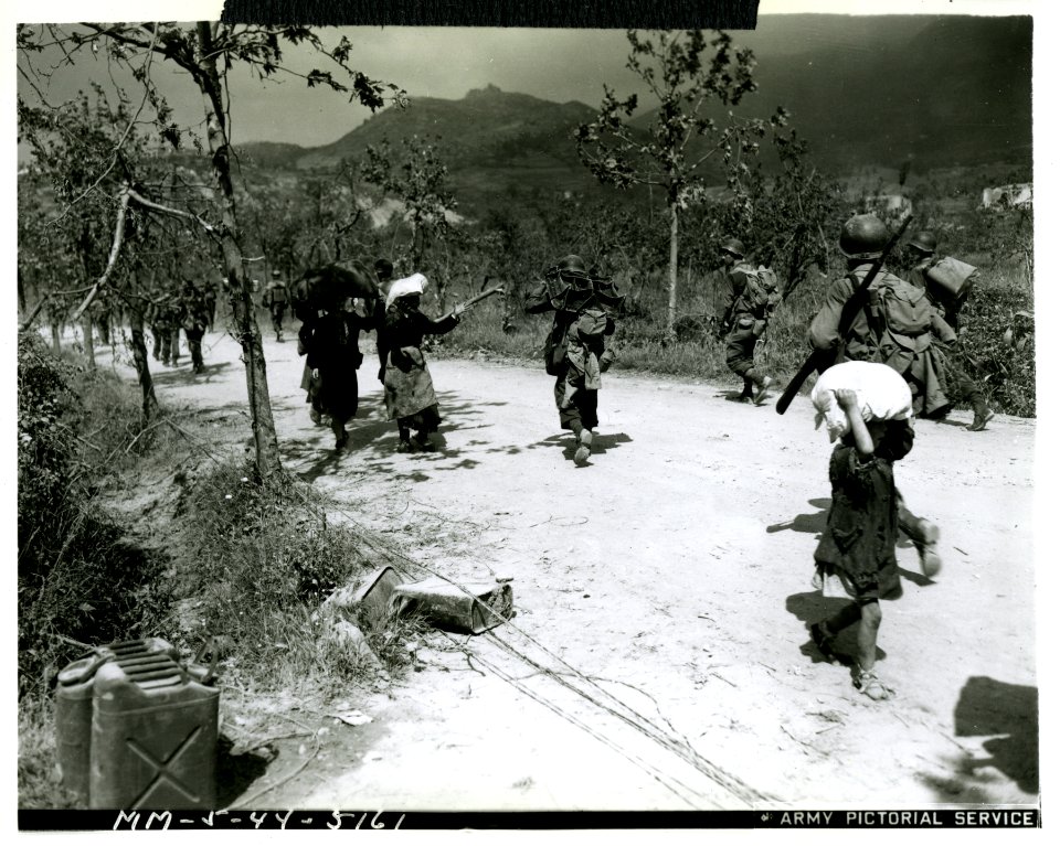 Italian refugees withdrawing from their homes in the Caste…