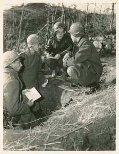 American war correspondent interviews Brazilian infantryme…