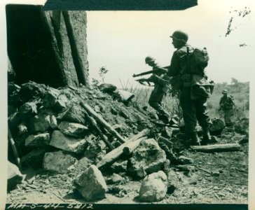 Unsuspecting German snipers may be concealed in the ruins …