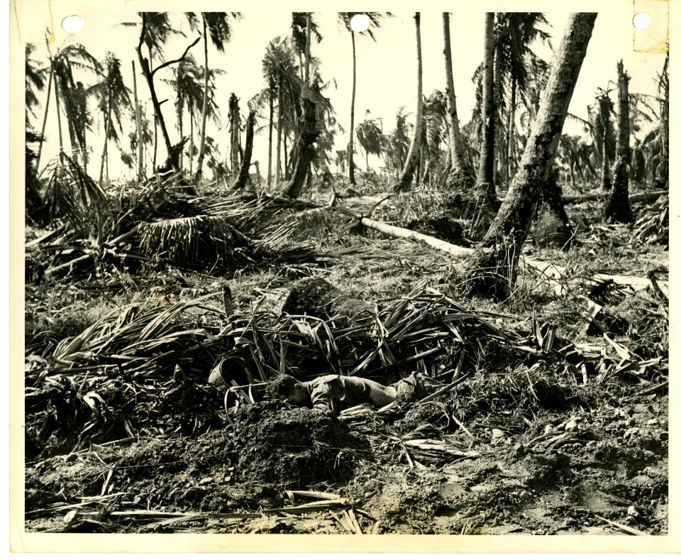 Dead American soldier on Kwajalein, 31 January, 1944.