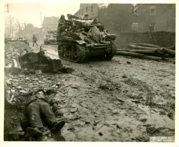 US Armored Division tank brings wounded German soldier int… photo