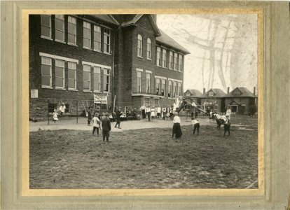 Children playing a game in Collegiate Playground photo