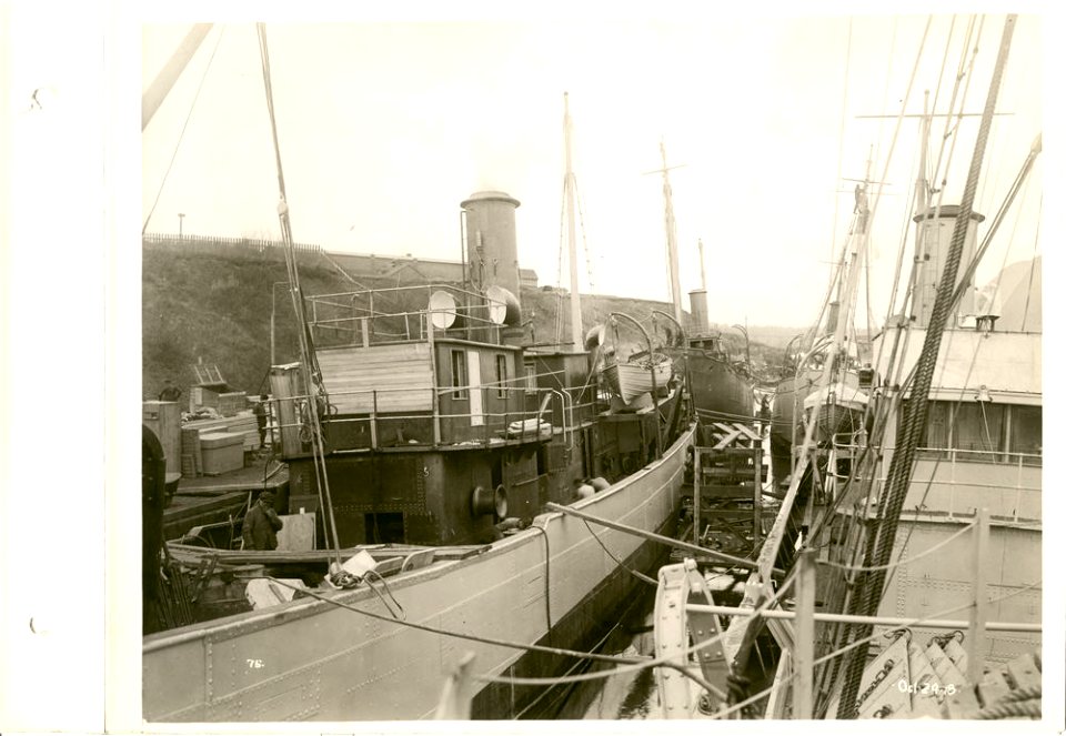 Close view four boats about completed