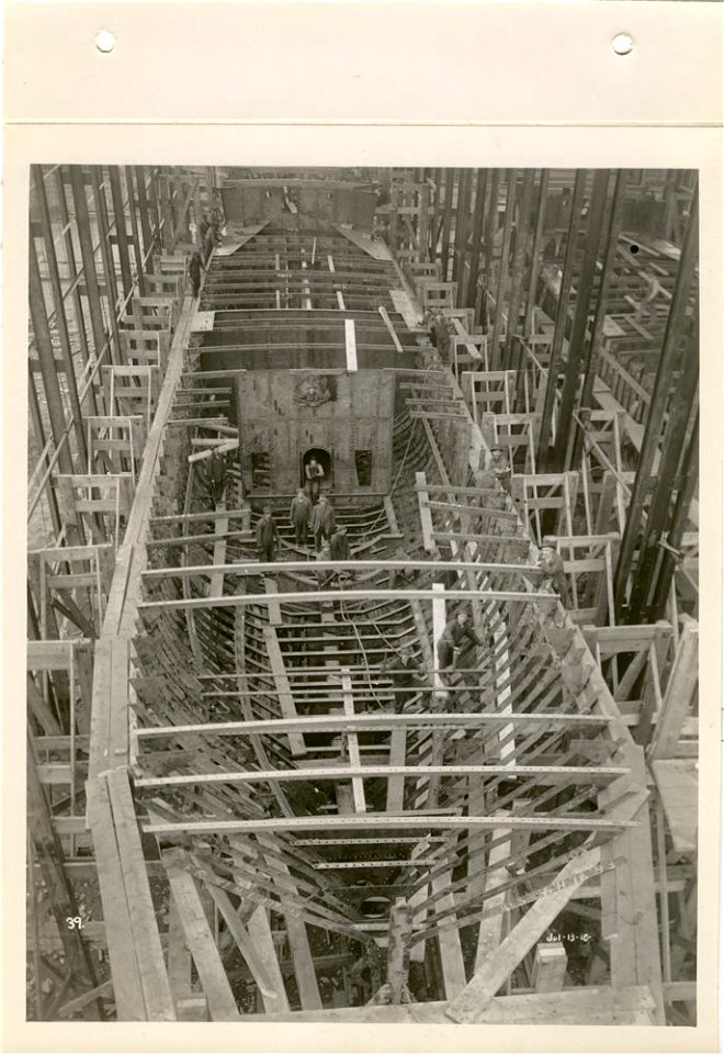 Boat No. 6 - inside berth showing framing and decks July 1…