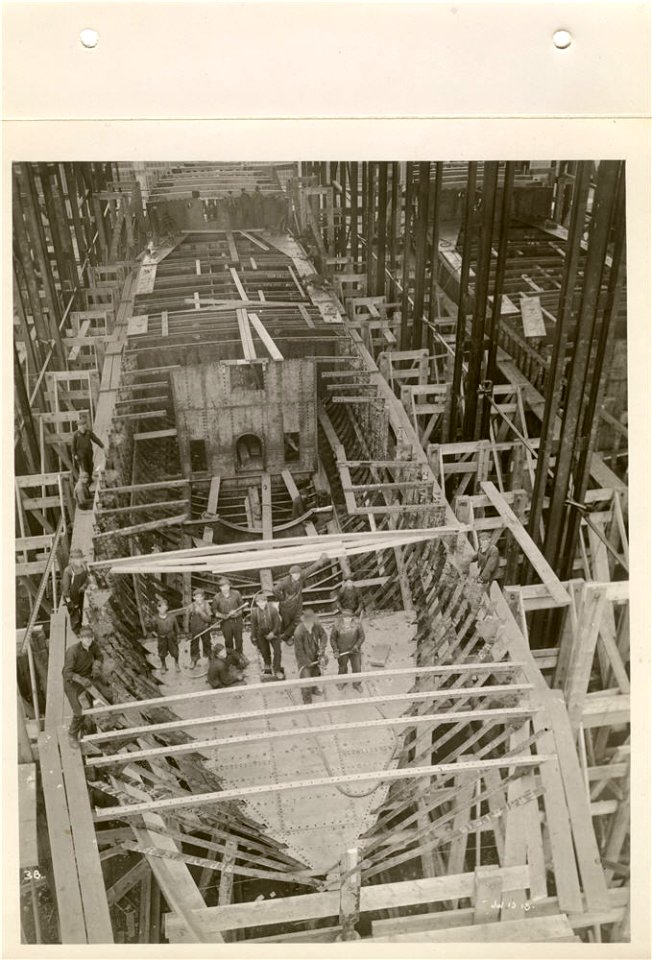 Boat No. 5 - inside berth showing framing and decks July 1…