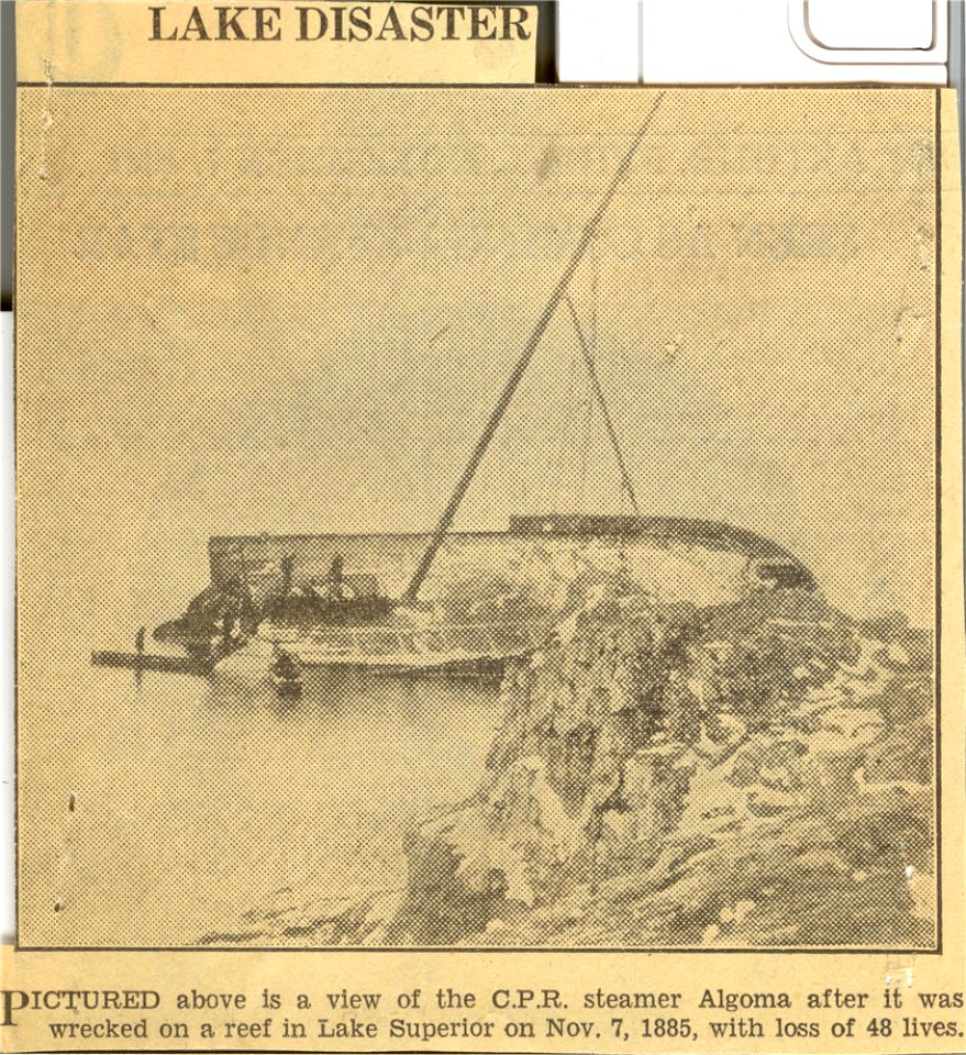 Lake Disaster, Wreck of Steamer Algoma