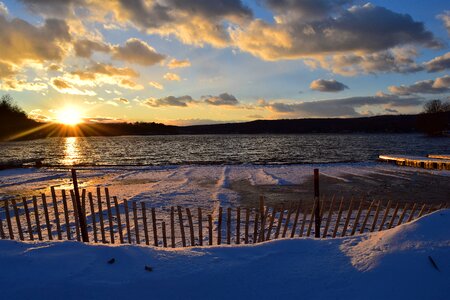 Snow coast water photo