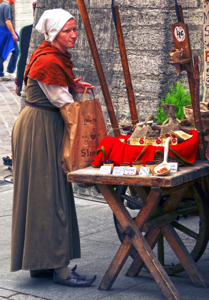 Woman market stall historically