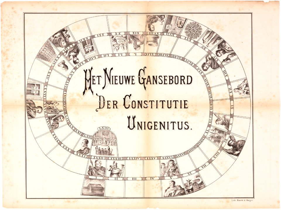 Bordspel "Het nieuwe gansebord der constitutie Unigenitus"…