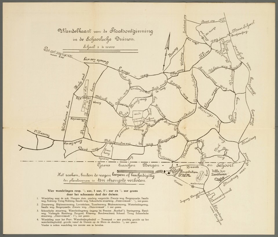 Wandelkaart van de Schoorlse Duinen 1915