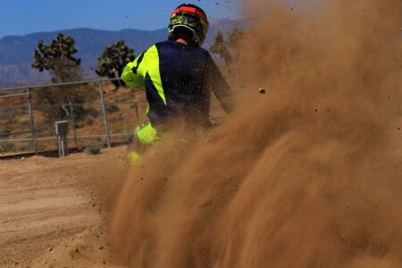 Motorcycle dirt flying offroad