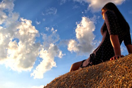 Girl grass relax photo