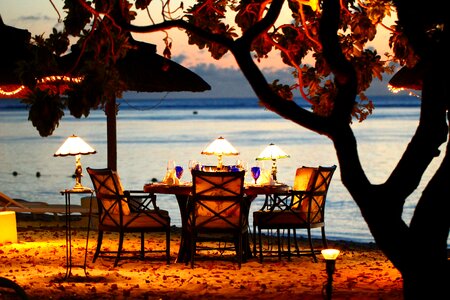 Beach eat dinner