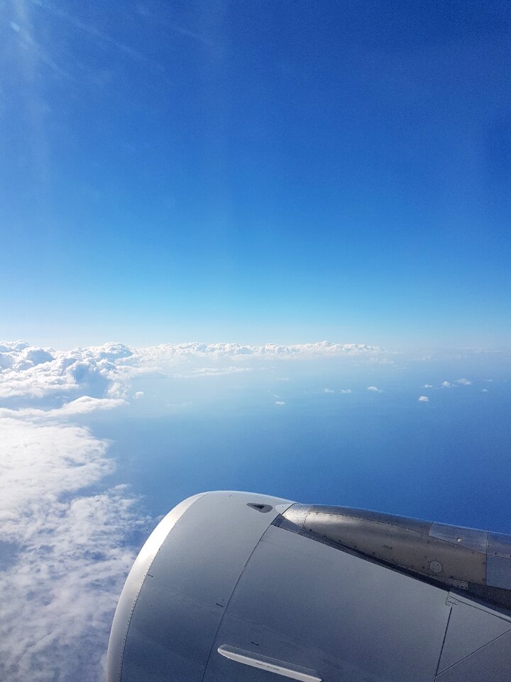 Aircraft window views flying