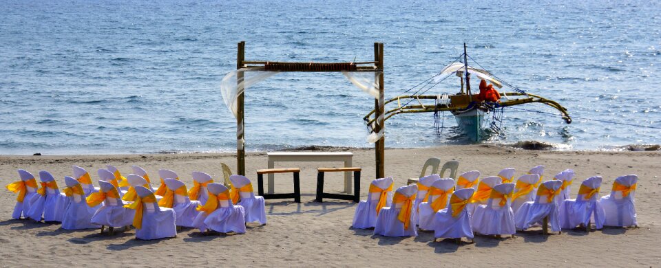 Setting beach celebration