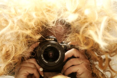 Photographer messy hair photo