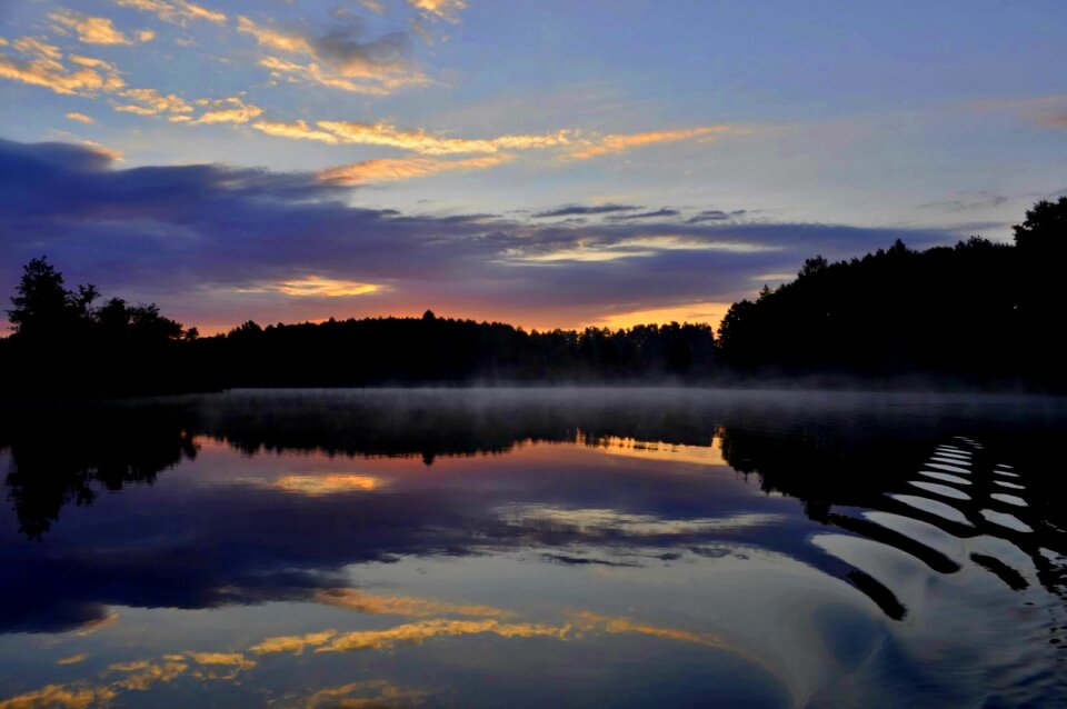 Lake monolithic part of the waters sunset