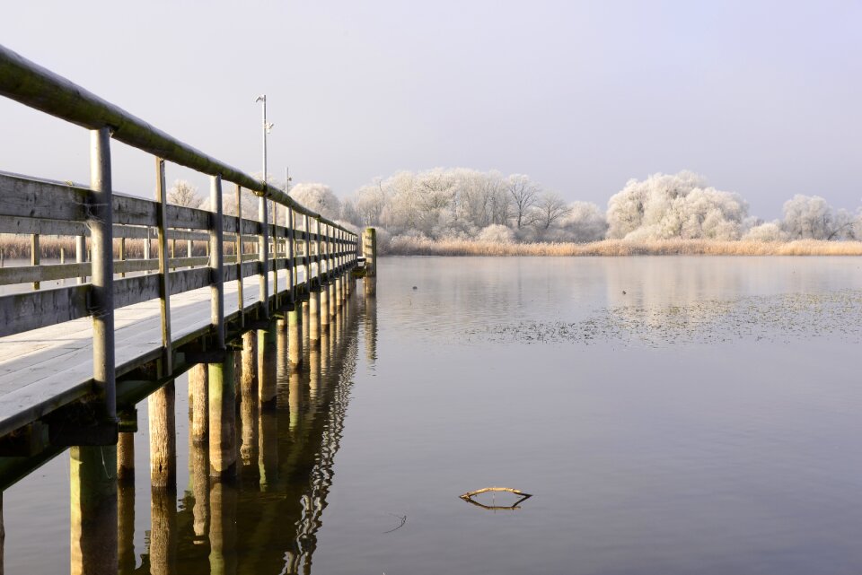 Hoarfrost sea bridge landing bridge