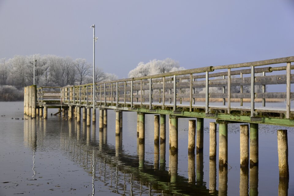 Hoarfrost sea bridge landing bridge