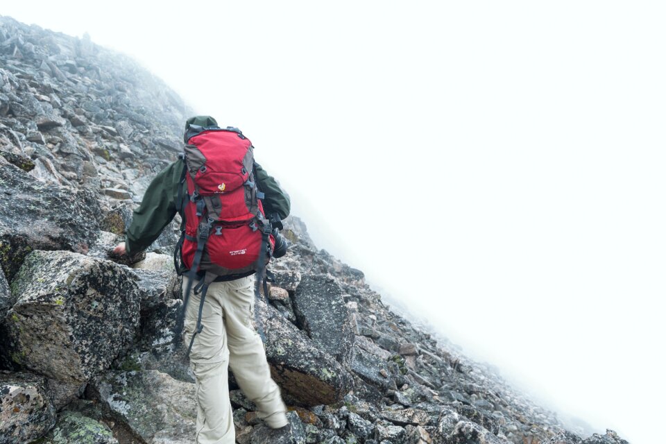 Backpack mountain rocks