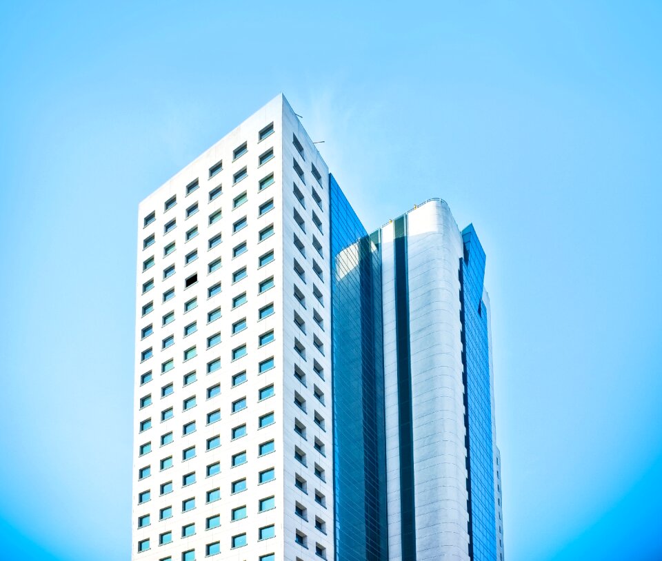 Blue sky skyscraper