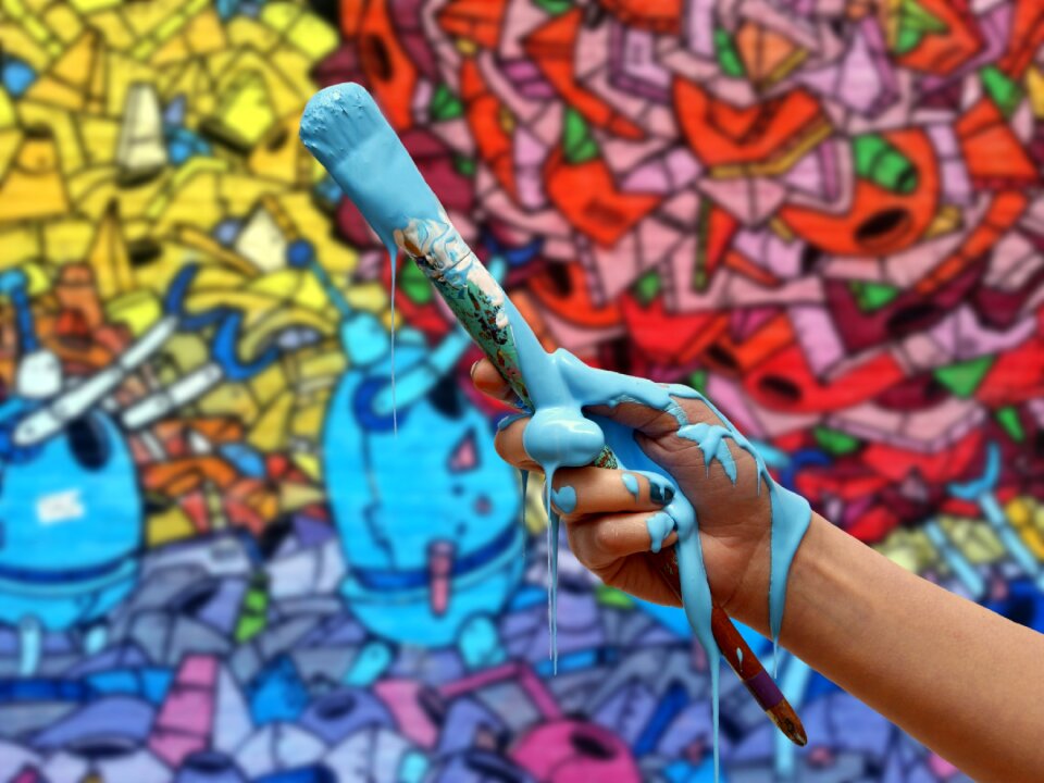 Blue wall artistically