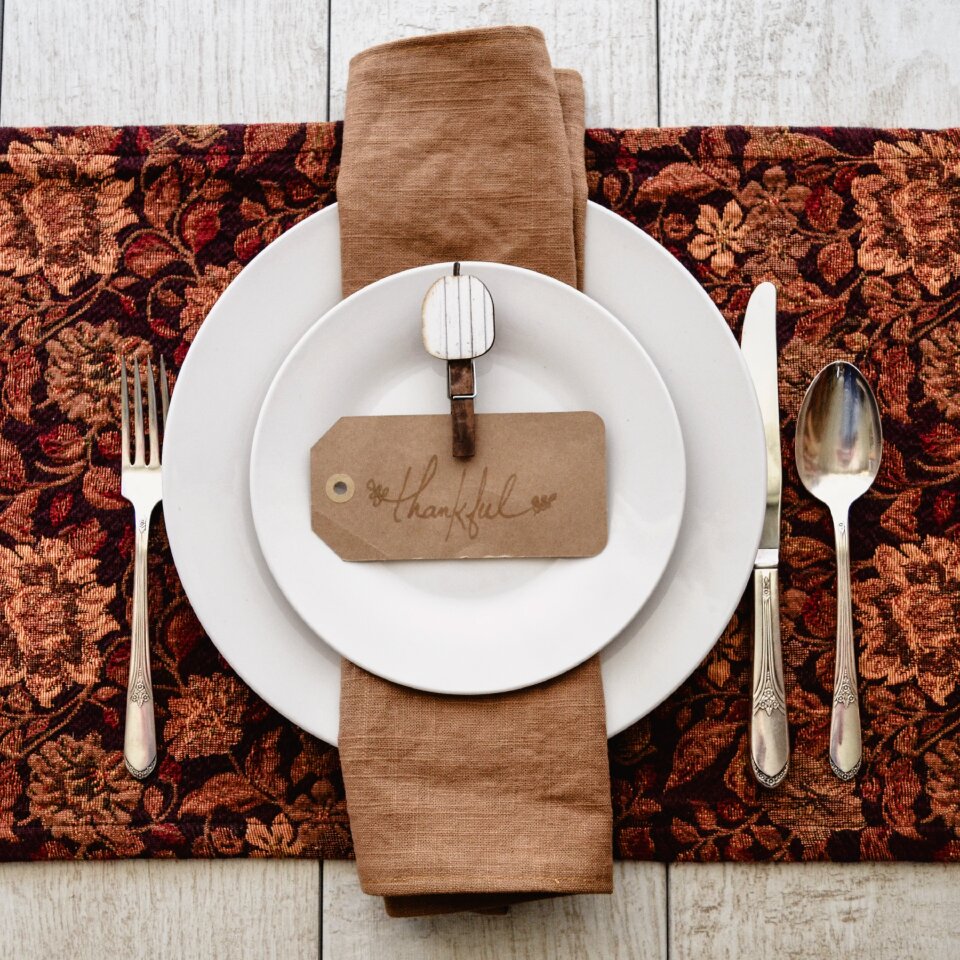 Place setting fall season thanksgiving table