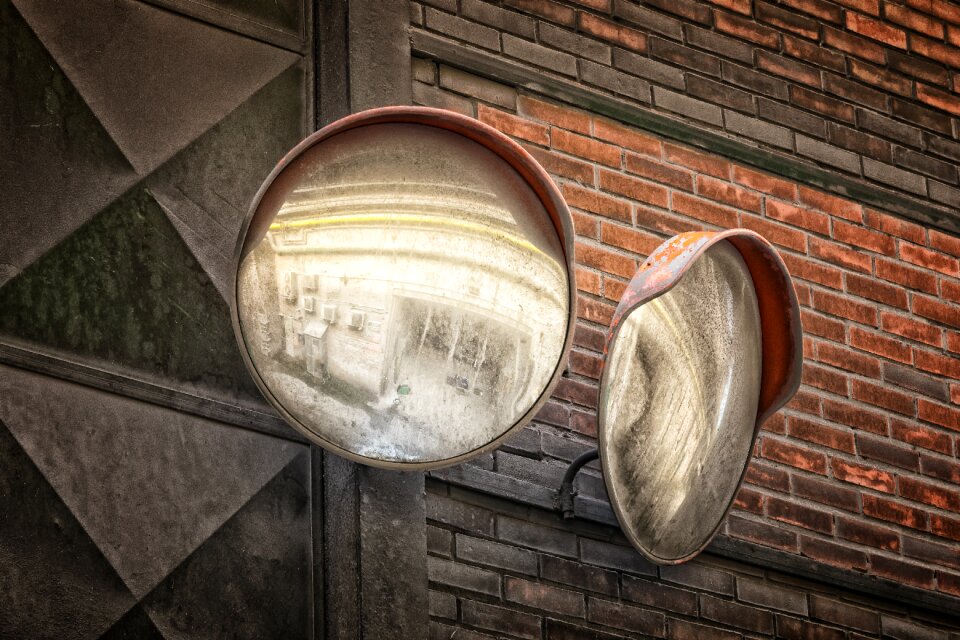 Exit mirror road mirror wall