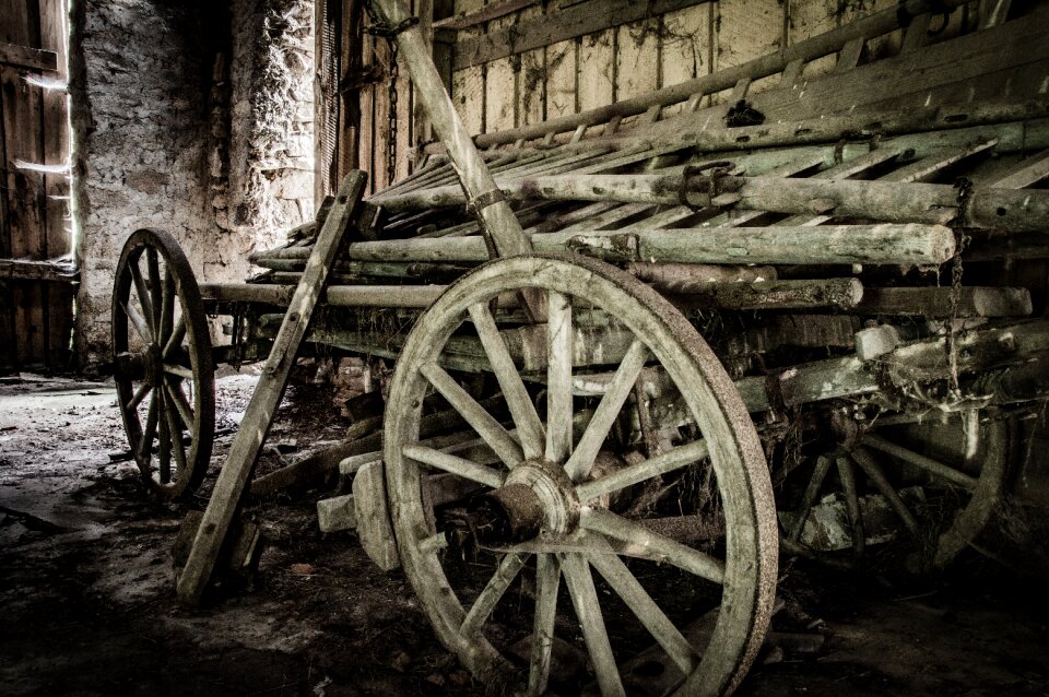 Horse drawn carriage old farmhouse wagon wheel