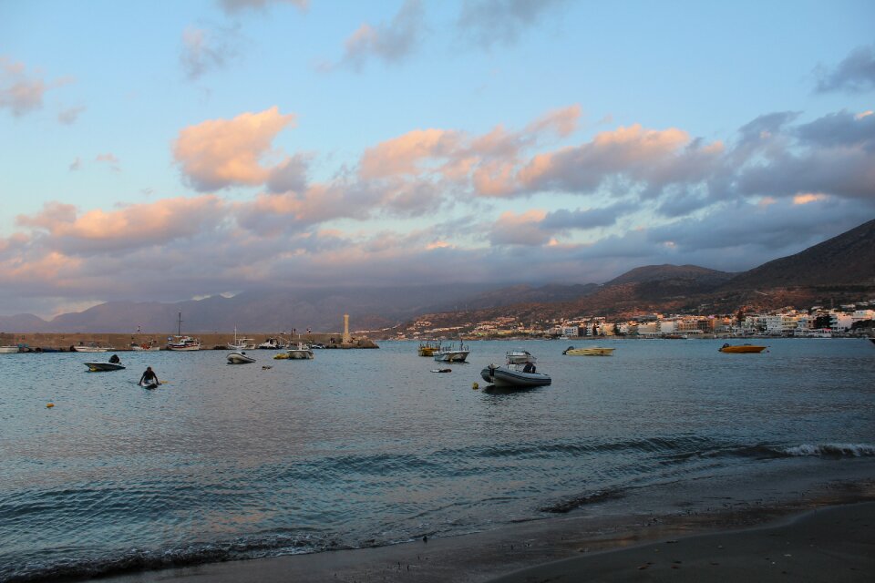 Boats sunset beach