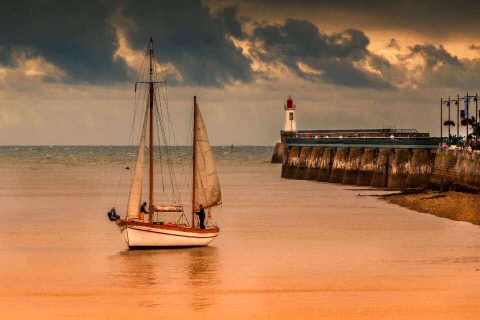 Boat sunset sailboat