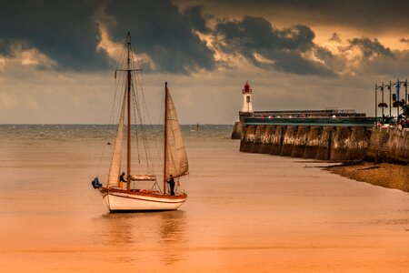 Boat sunset sailboat
