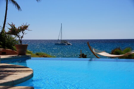 Pool by the sea coast photo