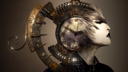 Woman helm clock