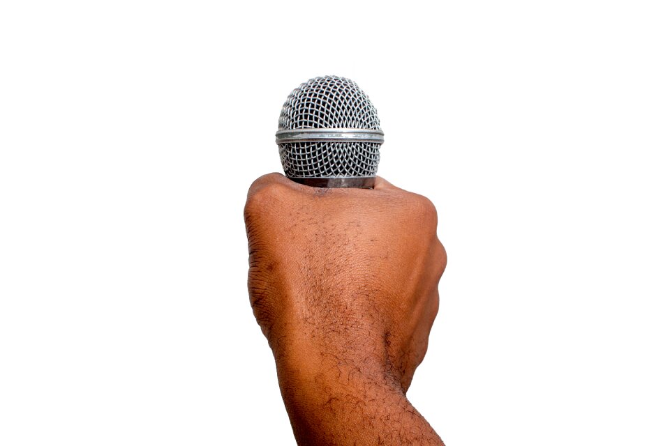 Microphone man hand