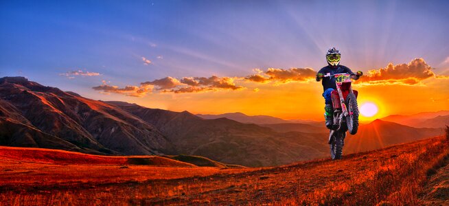 Panoramic sunset mountain