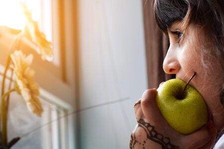 Nature girl eating photo