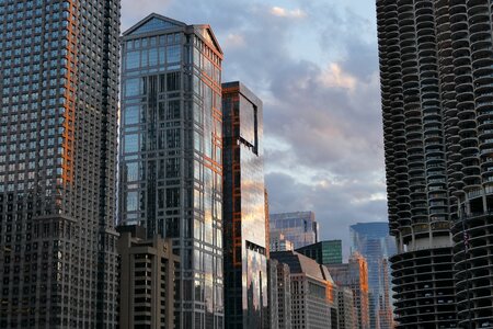 Skyscrapers evening architecture
