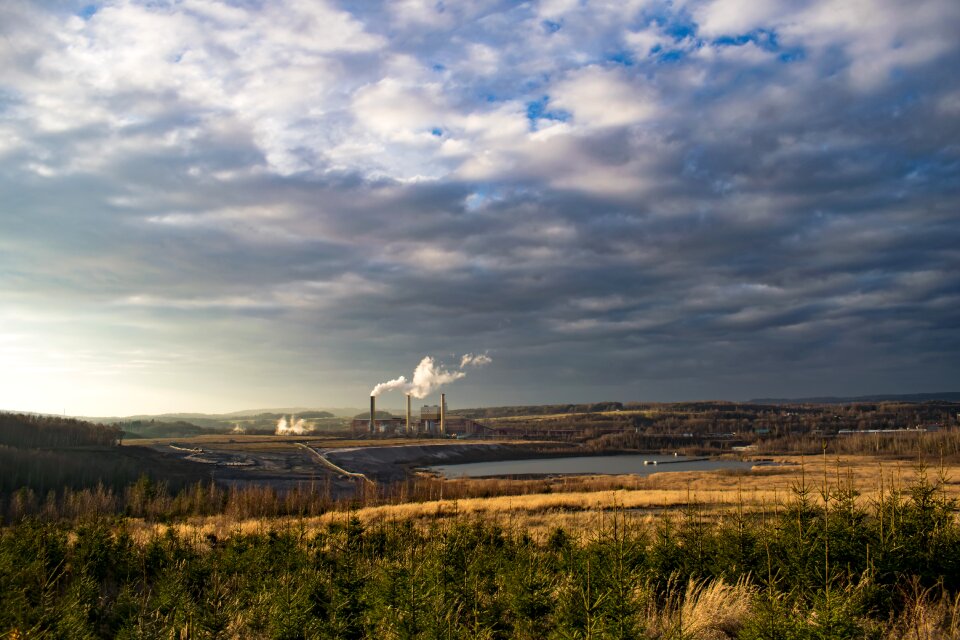 Power station chimneys water tank